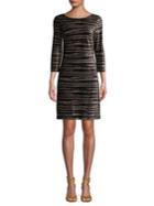 Eliza J Three-quarter Sleeve Striped Shift Dress