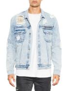 Nana Judy Distressed Zipper Denim Trucker Jacket