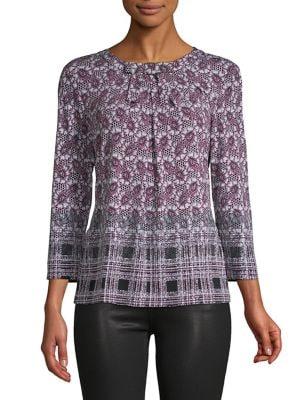 Karl Lagerfeld Paris Knitted Bow Floral Top