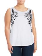 Lord & Taylor Plus Sleeveless Embroidered Cotton Tank