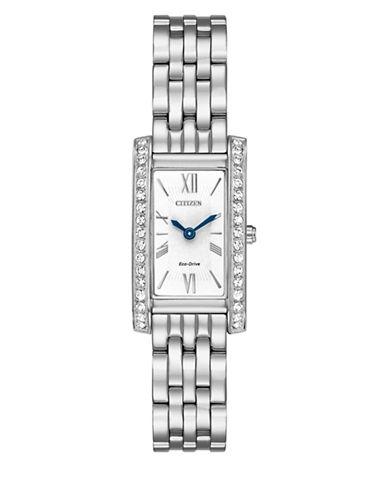 Citizen Eco-drive Crystal-pave Rectangular Analog Watch