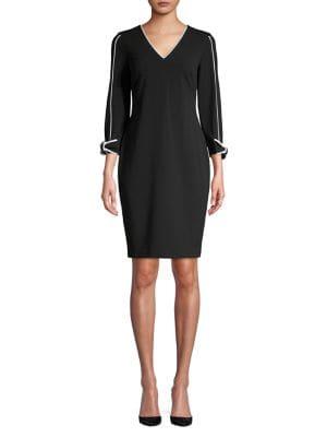 Calvin Klein Bow-sleeve Contrast Sheath Dress