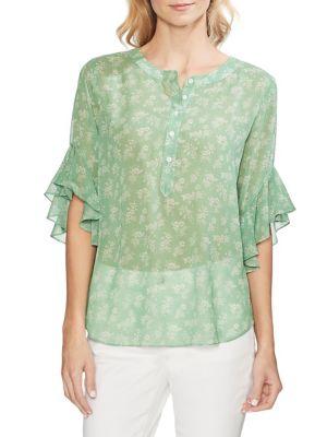 Vince Camuto Daybreak Floral Flutter-sleeve Blouse