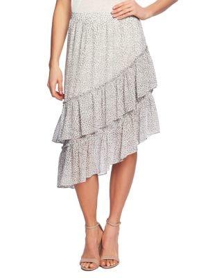 1.state Leopard-print Mesh Asymmetrical Midi Skirt