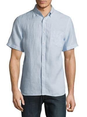 Black Brown Linen Short-sleeve Shirt