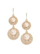 Vince Camuto Daytime Capsule Faux Pearl & Crystal Double Drop Earrings