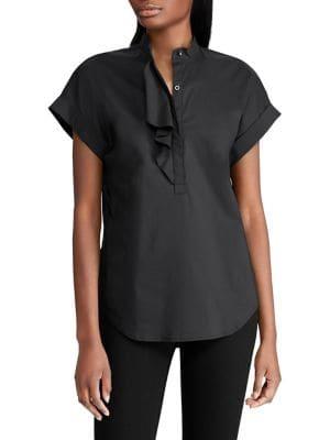 Lauren Ralph Lauren Ruffled Stretch Cotton Top