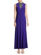 Vince Camuto Embellished High-neck Gown