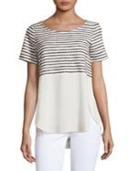 Green Envelope Los Angeles Striped Mixed-media Tee