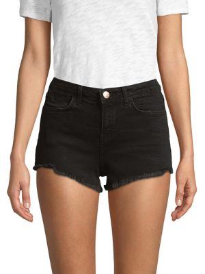Miss Selfridge Fray-trimmed Denim Shorts