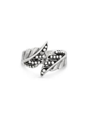 Lord & Taylor Sterling Silver Beaded Bypass Leaf Ring