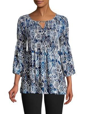 Spense Printed Bell-sleeve Top