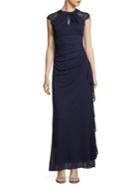Betsy & Adam Lace-trimmed Chiffon Gown
