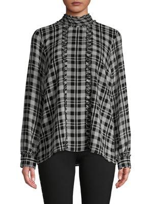 Karl Lagerfeld Paris Plaid High-low Top