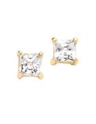 Lord & Taylor 18k Gold Over Sterling Silver And Cubic Zirconia Stud Earrings