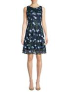 Gabby Skye Embroidered Floral Fit-&-flare Dress