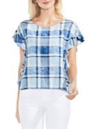 Vince Camuto Plaid Flutter-sleeve Top
