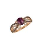 Levian Le Vian Chocolatier Diamond, Rhodolite And 14k Rose Gold Solitaire Ring