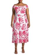 Calvin Klein Plus Plus Off-the-shoulder Floral Fit-&-flare Dress