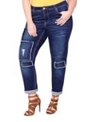 Addition Elle Love And Legend Patched Faded Jeans