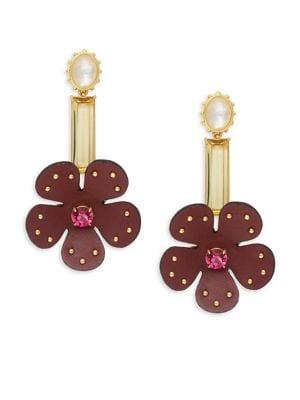 Kate Spade New York Leather Flower Bar-drop Earrings