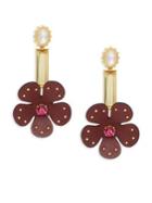 Kate Spade New York Leather Flower Bar-drop Earrings