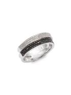 Lord & Taylor 14k White Gold Diamond And Treated Black Diamond Ring