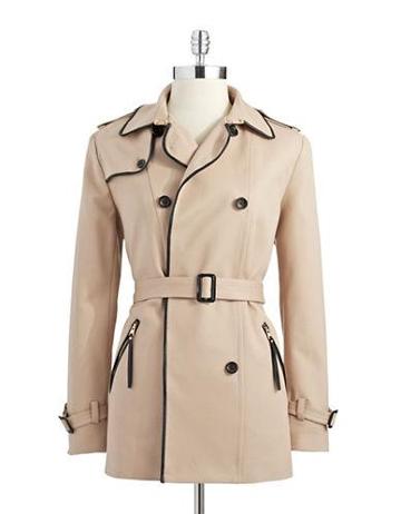 Jones New York Signature Belted Trench Coat With Faux Leather Trim