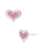 Betsey Johnson Pink Crystal Heart Stud Earrings