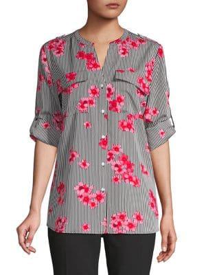 Calvin Klein Striped Floral Blouse