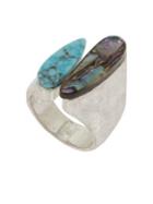 Lord Taylor Santa Fe Crystal, Turquoise And Abalone Ring