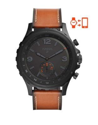 Fossil Hybrid Smart Watch - Q Nate Dark Brown Leather