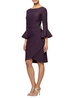 Alex Evenings Petite Ruffle Bell-sleeve Dress