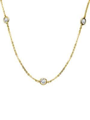 Crislu 18k Gold Cubic Zirconia Station Necklace