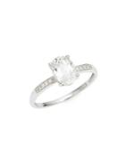 Lord & Taylor 14k White Gold Diamond And White Topaz Ring