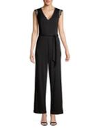Karl Lagerfeld Paris Belted V-neck Lace Jumpsuit