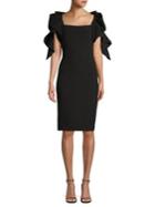 Badgley Mischka Platinum Ruffle Sheath Dress