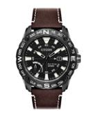 Citizen Eco-drive Stainless Steel Leather-strap Sports Watch