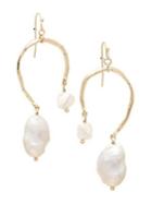 Design Lab Goldtone Cresent Double Faux-pearl Earrings