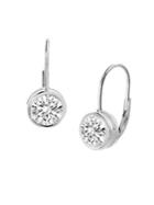 Lord & Taylor 925 Sterling Silver & Crystal Round Bezel Drop Earrings