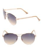 Jessica Simpson 60mm Link-temple Mirrored Aviator Sunglasses