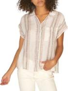 Sanctuary Short Sleeve Striped Linen Shirt