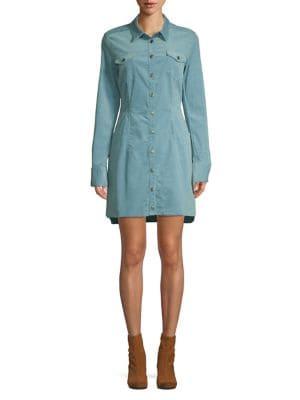 Free People Chambray Button Front Shirt Dress