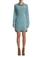 Free People Chambray Button Front Shirt Dress