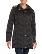 Kenneth Cole New York Quilted Faux Fur-trim Hooded Jacket