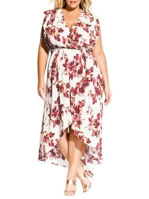 City Chic Plus Monet Floral Maxi Dress