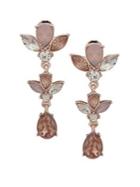 Ak Anne Klein Rose Goldtone And Glass Stone Linear Earrings