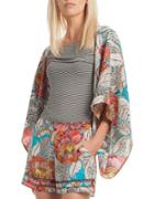 Trina Turk Floral-printed Open-front Silk Jacket