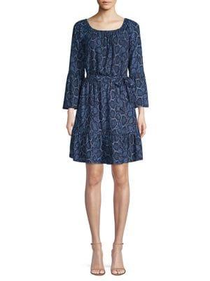 Michael Michael Kors Python Print Bell Sleeve Dress