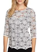 Alex Evenings Floral-lace Three-quarter Sleeve Top